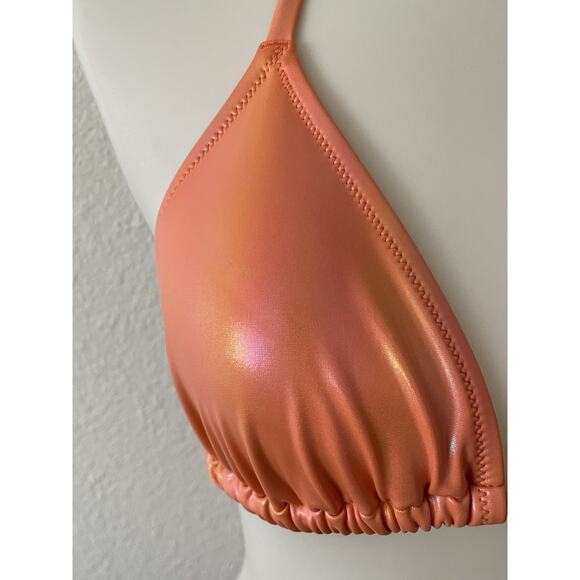 Aerie Swim Triangle Bikini Top Orange Metallic Swimwear - Picture 5 of 11